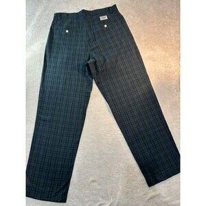 Britches Men's Plaid Pants 34 x 32 Navy Blue Green Larson Plainfront Khaki